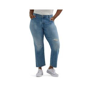 NWT Lee Women’s Plus Heritage Classic Straight Jeans Size 22W – Distressed Look